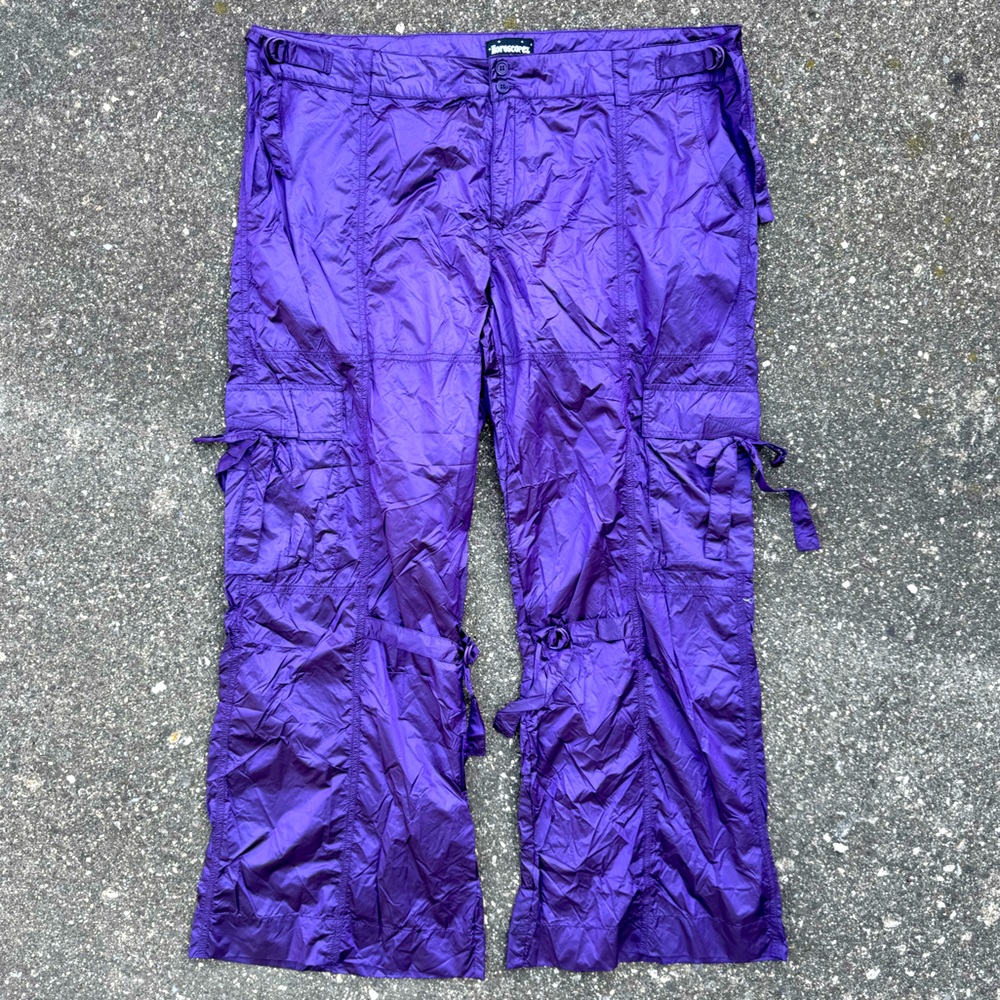 HOROSCOPEZ Dolls Kill Purple Silky Cargo Wide Leg Pants 2x XXL NEW WITH TAGS